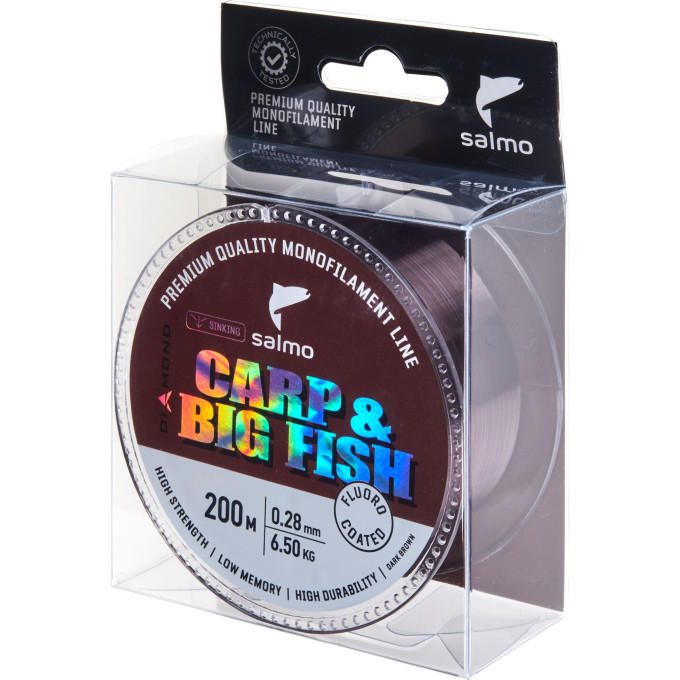 Леска монофильная SALMO DIAMOND CARP & BIG FISH FLUORO COATED Dark Brown 200/028 4039-028