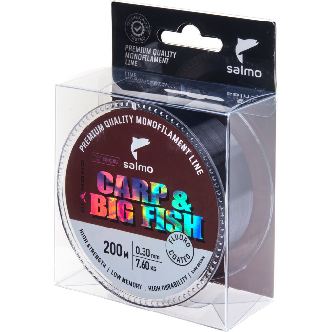 Леска монофильная SALMO DIAMOND CARP & BIG FISH FLUORO COATED Dark Brown 200/030 4039-030