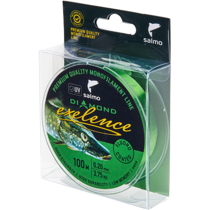 Леска монофильная SALMO DIAMOND EXELENCE FLUORO COATED Green 100/020 4031-020