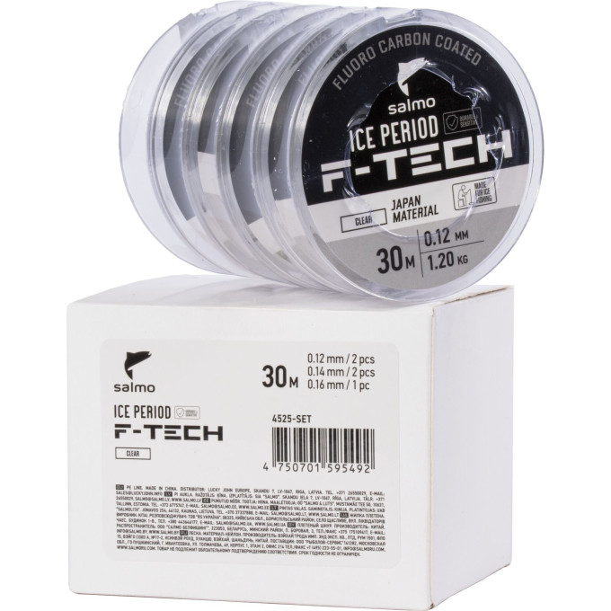 Леска монофильные зимние SALMO ICE PERIOD F-TECH CLEAR 5шт. 4525-SET