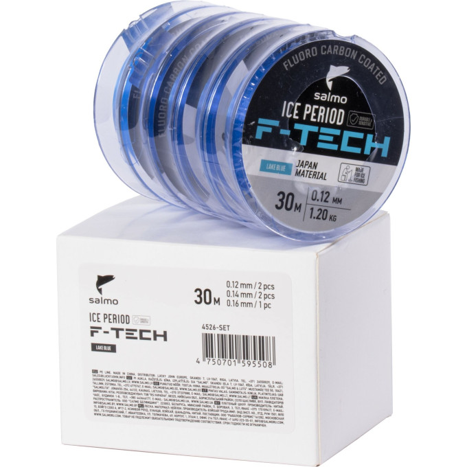 Леска монофильные зимние SALMO ICE PERIOD F-TECH LAKE BLUE 5шт. Набор 4526-SET