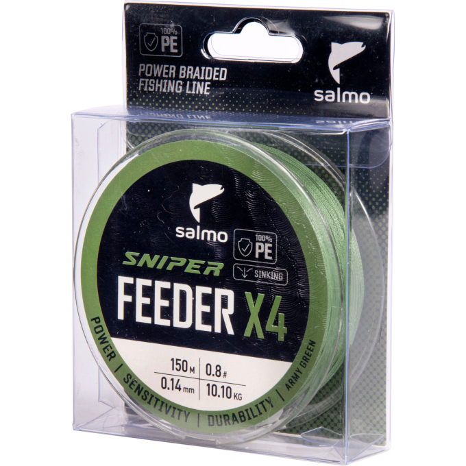 Шнур плетёный SALMO SNIPER х4 FEEDER BRAID Army Green 150/014 4933-014