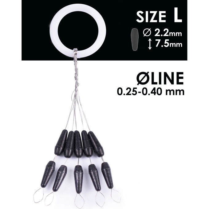 Стопоры резиновые SALMO RUBBER CONE STOPS р.003L 10шт. S901-003L